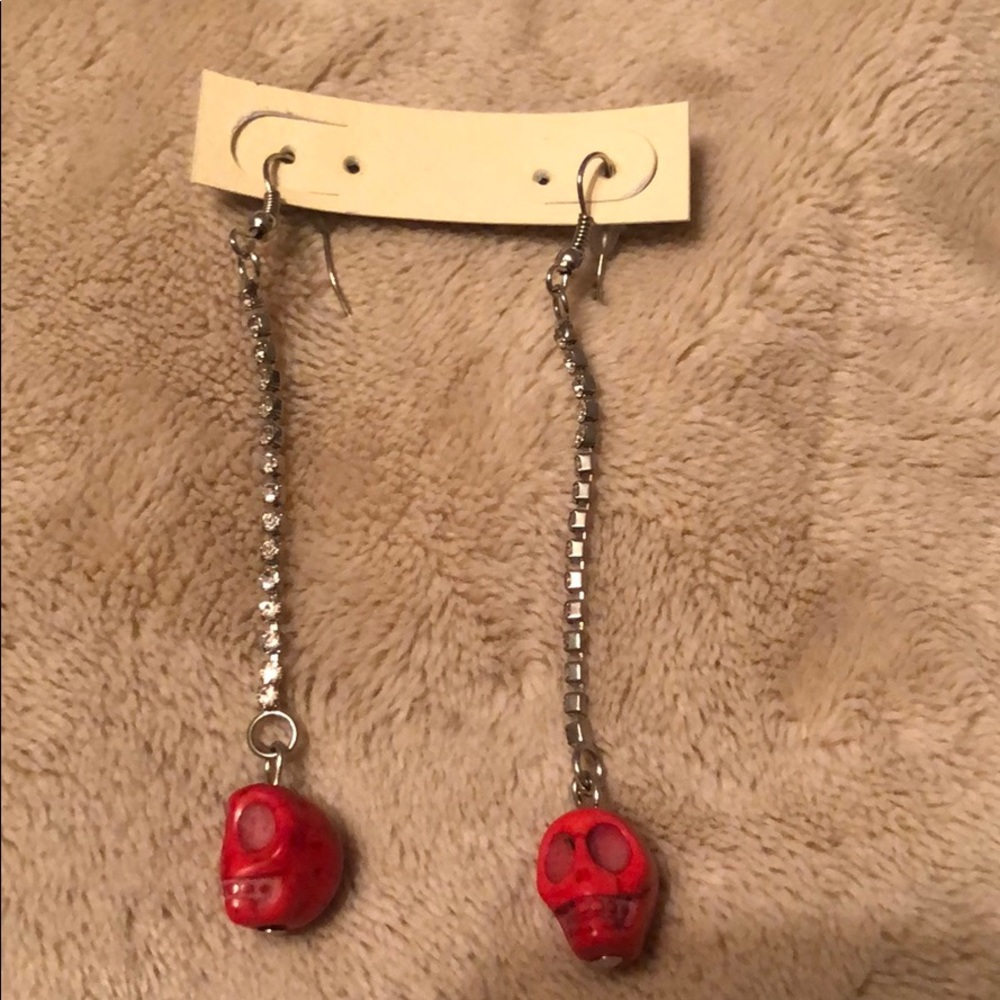 Rhinestone and skeleton earrings